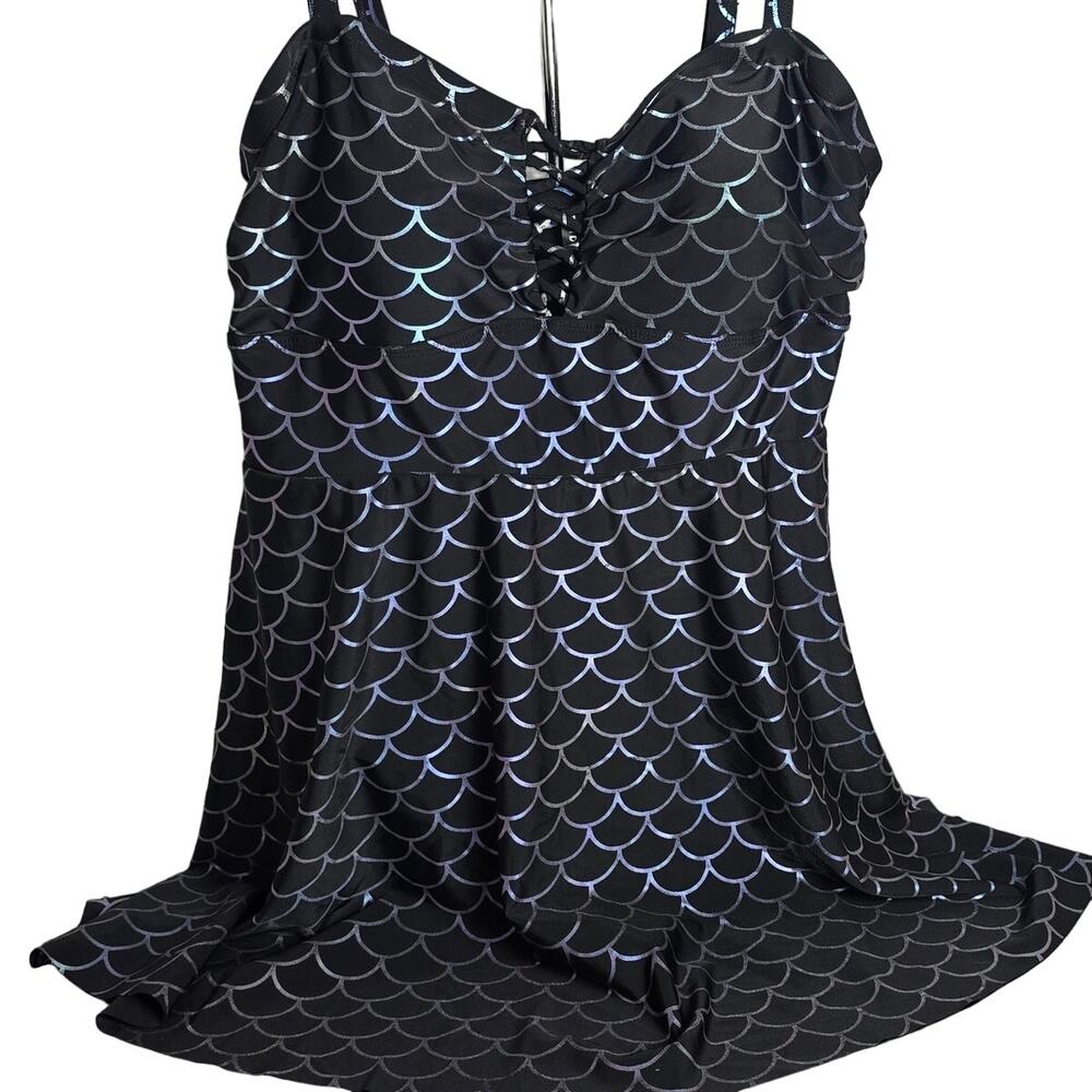 Torrid Scoop Neck Long Swim Dress Mermaid Size 2 Metallic Shimmer.